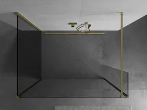 MEXEN/S - Kyoto Sprchová zástena WALK-IN 120 x 120 x 40, transparent, zlatá kartáčovaná 800-120-120-221-55-00-040