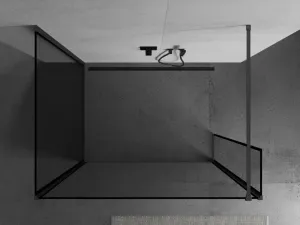 MEXEN/S - Kyoto Sprchová zástena WALK-IN 100 x 80 x 40, čierny vzor, grafit metal 800-100-080-221-95-70-040