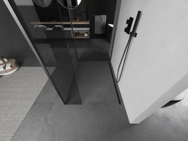 MEXEN/S - Kyoto Sprchová zástena WALK-IN 100 x 70 x 30, transparent, grafit metal 800-100-070-221-95-00-030