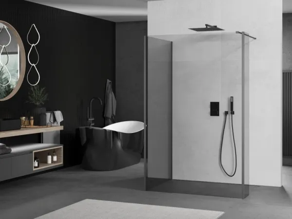 MEXEN/S - Kyoto Sprchová zástena WALK-IN 100 x 70 x 30, transparent, grafit metal 800-100-070-221-95-00-030