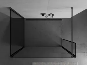 MEXEN/S - Kyoto Sprchová zástena WALK-IN 100 x 100 x 30, čierny vzor, grafit metal 800-100-100-221-95-70-030