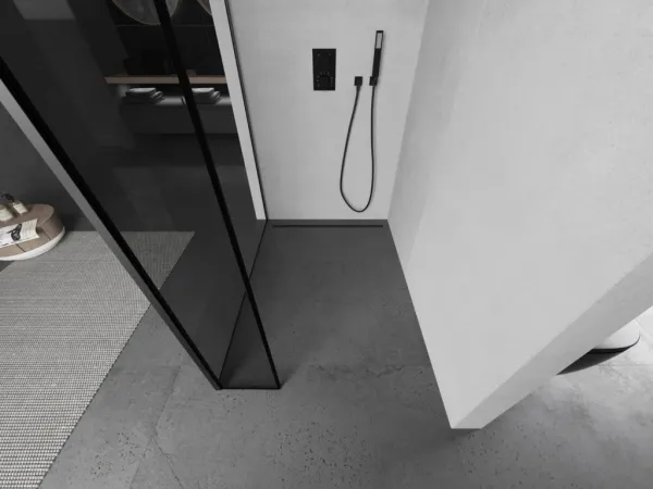 MEXEN/S - Kyoto Sprchová zástena WALK-IN 90 x 30, čierny vzor, grafit metal 800-090-212-95-70-030