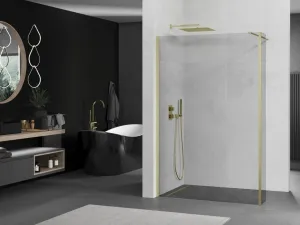 MEXEN/S - Kioto Sprchová zástena WALK-IN 90 x 40, transparent, zlatá kartáčovaná 800-090-212-55-00-040
