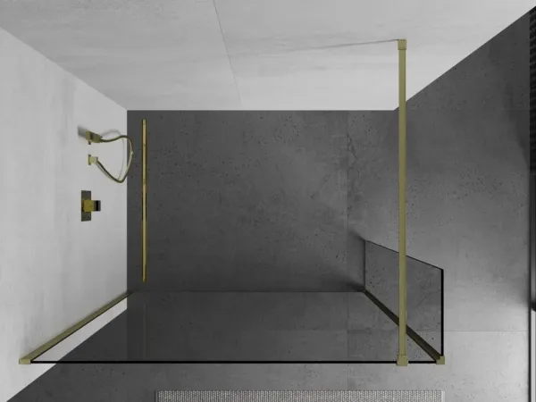 MEXEN/S - Kioto Sprchová zástena WALK-IN 90 x 40, transparent, zlatá kartáčovaná 800-090-212-55-00-040