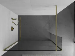 MEXEN/S - Kioto Sprchová zástena WALK-IN 90 x 40, transparent, zlatá kartáčovaná 800-090-212-55-00-040