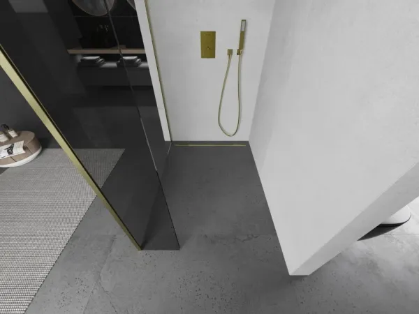 MEXEN/S - Kioto Sprchová zástena WALK-IN 90 x 40, transparent, zlatá kartáčovaná 800-090-212-55-00-040