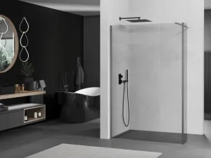 MEXEN/S - Kyoto Sprchová zástena WALK-IN 100 x 30, transparent, grafit metal 800-100-212-95-00-030