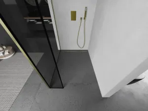 MEXEN/S - Kioto Sprchová zástena WALK-IN 120 x 40, čierny vzor, zlatá kartáčovaná 800-120-212-55-70-040