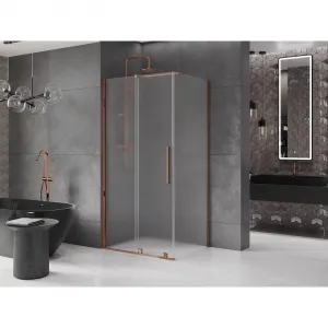 MEXEN/S - Velár sprchovací kút, posuvné dvere 100 x 80, dekor, ružové zlato 871-100-080-31-60