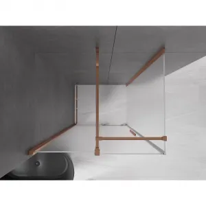 MEXEN/S - Velár sprchovací kút, posuvné dvere 100 x 80, dekor, ružové zlato 871-100-080-31-60