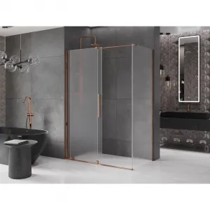 MEXEN/S - Velár sprchovací kút, posuvné dvere 150 x 85, dekor, ružové zlato 871-150-085-31-60