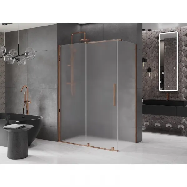 MEXEN/S - Velár sprchovací kút, posuvné dvere 150 x 85, dekor, ružové zlato 871-150-085-31-60