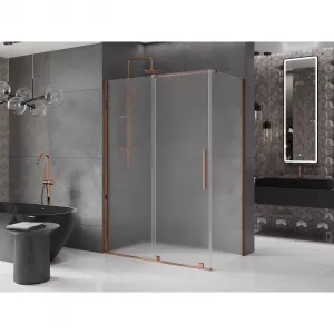MEXEN/S - Velár sprchovací kút, posuvné dvere 150 x 85, dekor, ružové zlato 871-150-085-31-60