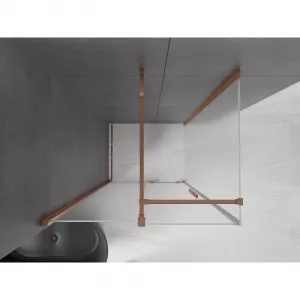 MEXEN/S - Velár sprchovací kút, posuvné dvere 130 x 85, dekor, ružové zlato 871-130-085-31-60