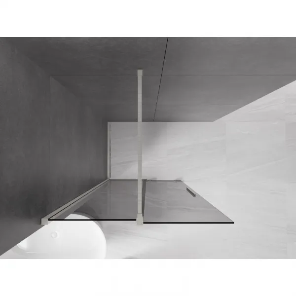 MEXEN/S - Velar Sprchová zástena posuvná Walk-in 70 x 200, grafit 8 mm, nikel kefovaná 871-070-000-43-97