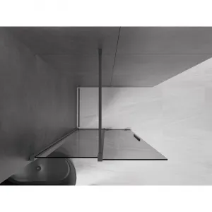 MEXEN/S - Velar Sprchová zástena posuvná Walk-in 85 x 200, grafit 8 mm, grafit metal 871-085-000-43-95