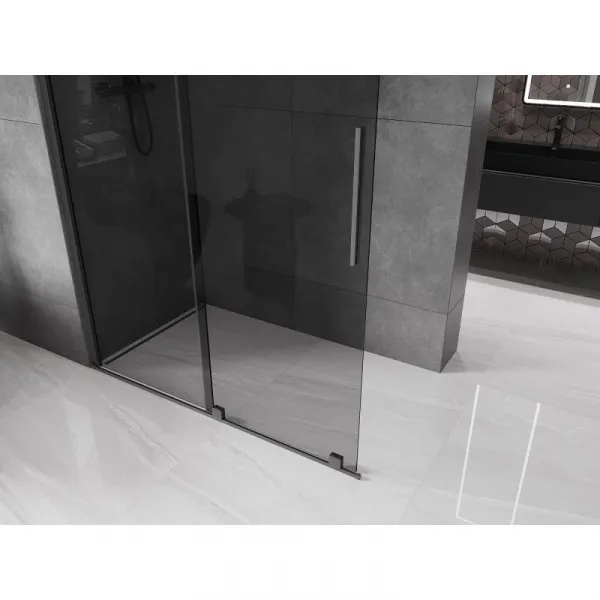MEXEN/S - Velar Sprchová zástena posuvná Walk-in 140 x 200, grafit 8 mm, grafit metal 871-140-000-43-95