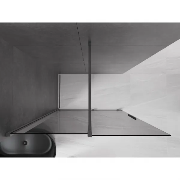 MEXEN/S - Velar Sprchová zástena posuvná Walk-in 140 x 200, grafit 8 mm, grafit metal 871-140-000-43-95