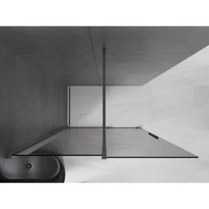 MEXEN/S - Velar Sprchová zástena posuvná Walk-in 140 x 200, grafit 8 mm, grafit metal 871-140-000-43-95