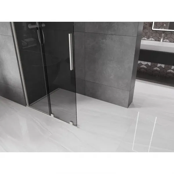 MEXEN/S - Velar Sprchová zástena posuvná Walk-in 80 x 200, grafit 8 mm, nikel kefovaná 871-080-000-43-97