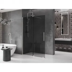 MEXEN/S - Velar Sprchová zástena posuvná Walk-in 140 x 200, grafit 8 mm, nikel kartáčovaná 871-140-000-43-97
