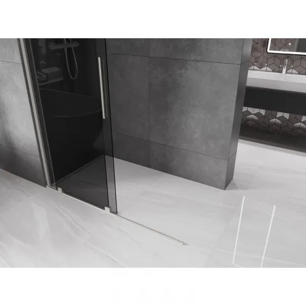 MEXEN/S - Velar Sprchová zástena posuvná Walk-in 140 x 200, grafit 8 mm, nikel kartáčovaná 871-140-000-43-97