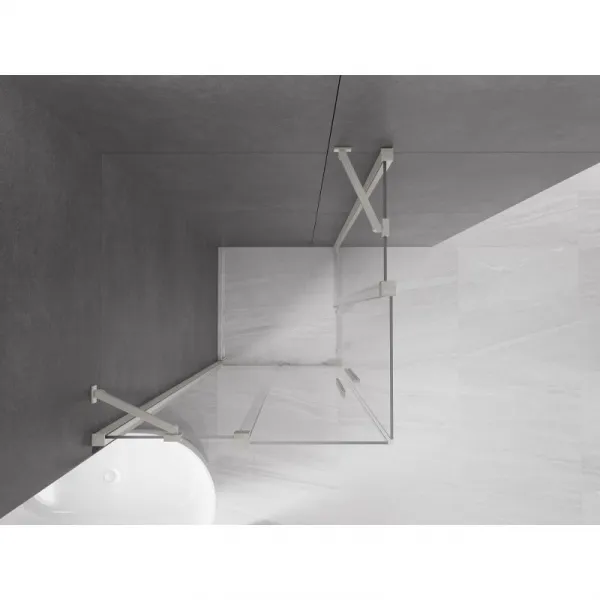 MEXEN/S - Velar Duo sprchovací kút, posuvné dvere 100 x 100, transparent, nikel kartáčovaný 871-100-100-02-97