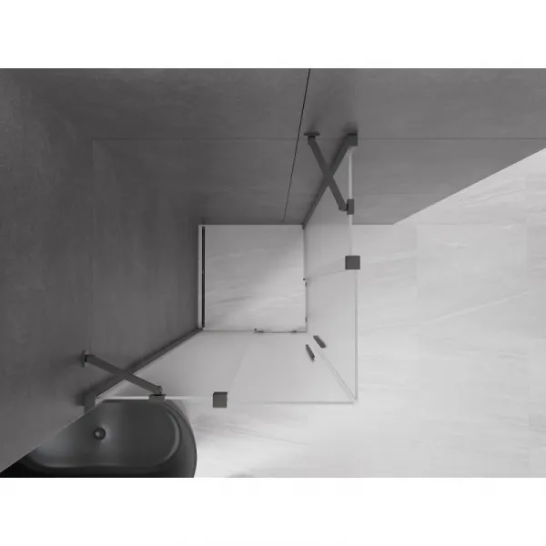MEXEN/S - Velar Duo sprchovací kút, posuvné dvere 80 x 80, dekor, grafit kartáčovaná 871-080-080-32-66