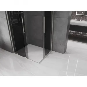 MEXEN/S - Velar Duo sprchovací kút, posuvné dvere 90 x 80, grafit, nikel kartáčovaný 871-090-080-42-97