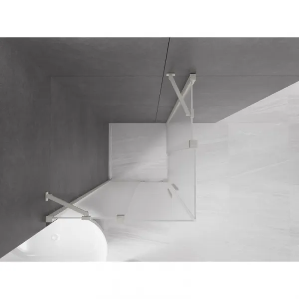 MEXEN/S - Velar Duo sprchovací kút, posuvné dvere 80 x 80, dekor, nikel kartáčovaný 871-080-080-32-97