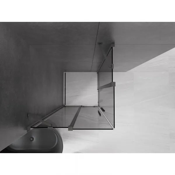 MEXEN/S - Velar Duo sprchovací kút, posuvné dvere 100 x 100, grafit, grafit kartáčovaná 871-100-100-42-66
