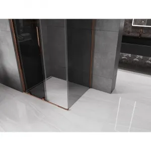 MEXEN/S - Velár sprchovací kút, posuvné dvere 100 x 80, grafit, ružové zlato 871-100-080-41-60