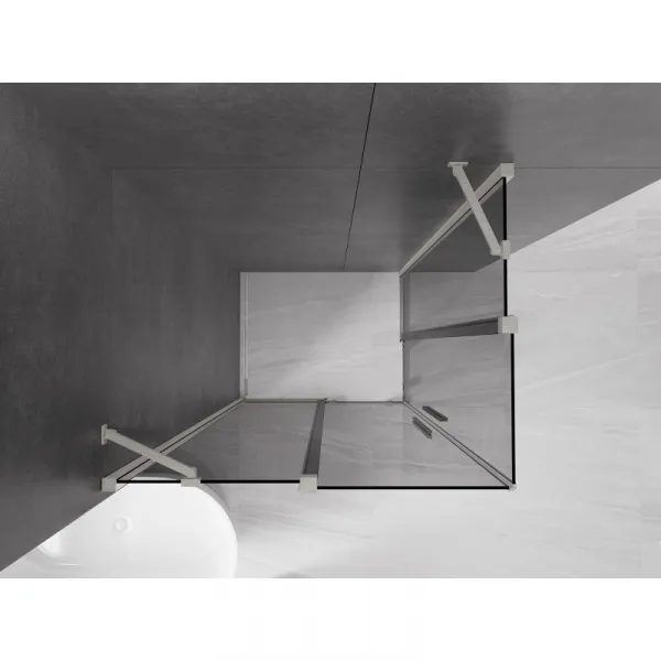 MEXEN/S - Velar Duo sprchovací kút, posuvné dvere 90 x 80, grafit, nikel kartáčovaný 871-090-080-42-97