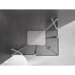 MEXEN/S - Velar Duo sprchovací kút, posuvné dvere 90 x 80, grafit, nikel kartáčovaný 871-090-080-42-97