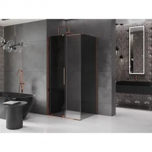 MEXEN/S - Velár sprchovací kút, posuvné dvere 100 x 80, grafit, ružové zlato 871-100-080-41-60