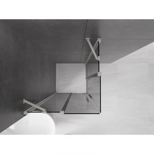 MEXEN/S - Velar Duo sprchovací kút, posuvné dvere 90 x 90, grafit, nikel kartáčovaný 871-090-090-42-97