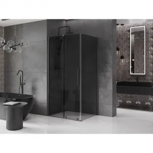 MEXEN/S - Velár sprchovací kút, posuvné dvere 100 x 80, grafit, grafit metal 871-100-080-41-95