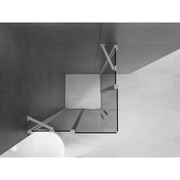 MEXEN/S - Velar Duo sprchovací kút, posuvné dvere 80 x 80, grafit, nikel kartáčovaný 871-080-080-42-97