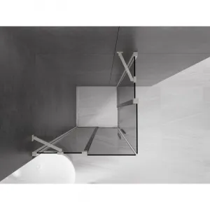 MEXEN/S - Velar Duo sprchovací kút, posuvné dvere 80 x 80, grafit, nikel kartáčovaný 871-080-080-42-97