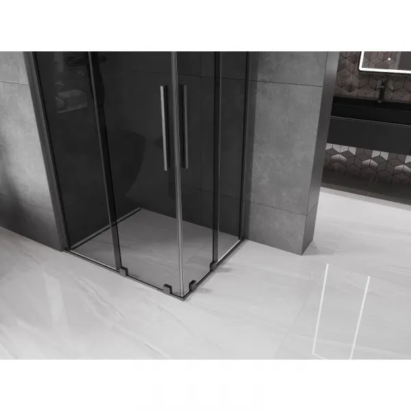 MEXEN/S - Velar Duo sprchovací kút, posuvné dvere 90 x 80, grafit, grafit kartáčovaná 871-090-080-42-66