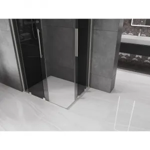 MEXEN/S - Velar Duo sprchovací kút, posuvné dvere 100 x 90, grafit, nikel kartáčovaný 871-100-090-42-97