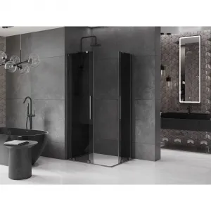 MEXEN/S - Velar Duo sprchovací kút, posuvné dvere 90 x 80, grafit, grafit kartáčovaná 871-090-080-42-66