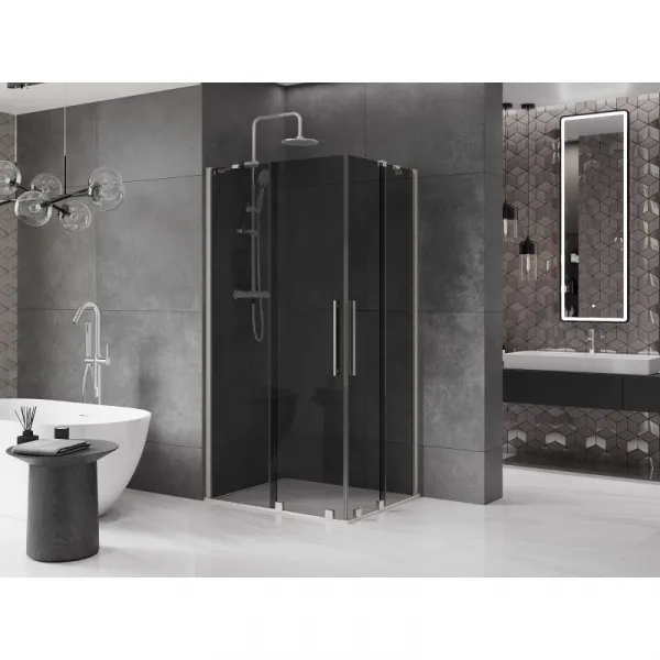 MEXEN/S - Velar Duo sprchovací kút, posuvné dvere 100 x 90, grafit, nikel kartáčovaný 871-100-090-42-97