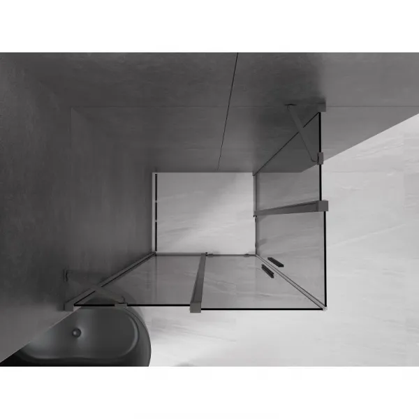 MEXEN/S - Velar Duo sprchovací kút, posuvné dvere 90 x 80, grafit, grafit kartáčovaná 871-090-080-42-66