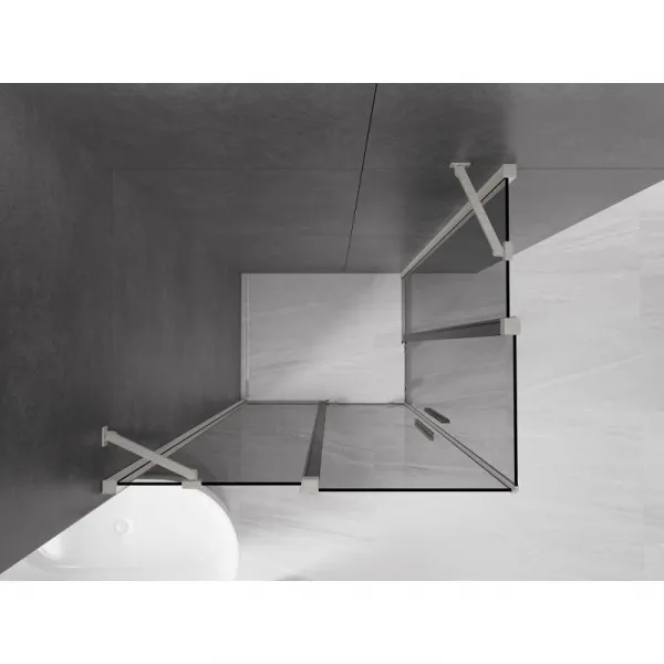 MEXEN/S - Velar Duo sprchovací kút, posuvné dvere 100 x 90, grafit, nikel kartáčovaný 871-100-090-42-97