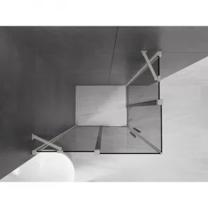 MEXEN/S - Velar Duo sprchovací kút, posuvné dvere 100 x 90, grafit, nikel kartáčovaný 871-100-090-42-97