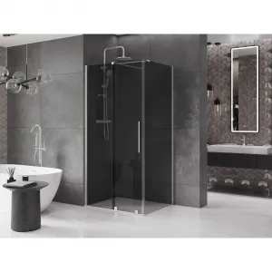 MEXEN/S - Velár sprchovací kút, posuvné dvere 110 x 80, grafit, nikel kartáčovaný 871-110-080-41-97