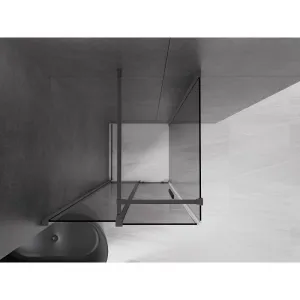 MEXEN/S - Velár sprchovací kút, posuvné dvere 100 x 100, grafit, grafit metal 871-100-100-41-95