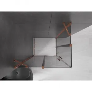 MEXEN/S - Velar Duo sprchovací kút, posuvné dvere 100 x 90, grafit, ružové zlato 871-100-090-42-60