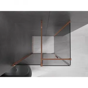 MEXEN/S - Velár sprchovací kút, posuvné dvere 110 x 100, grafit, ružové zlato 871-110-100-41-60